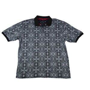 Silver Stone Collection Paisley Polo Shirt Mens XXXL Black White Geometric Print